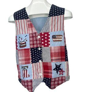 Casey & Max Vest Vintage 80s 90s  Ladies Size M Patriotic Novelty Patchwork